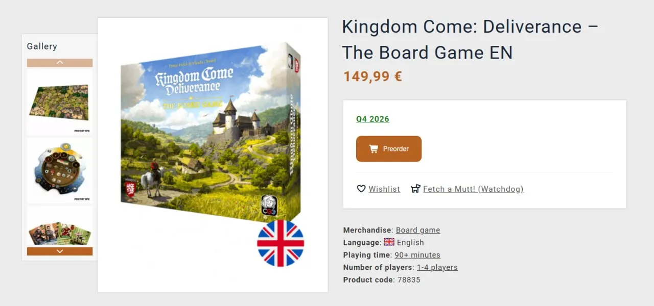 Kingdom Come: Deliverance получит масштабную настольную игру с более чем 700 картами